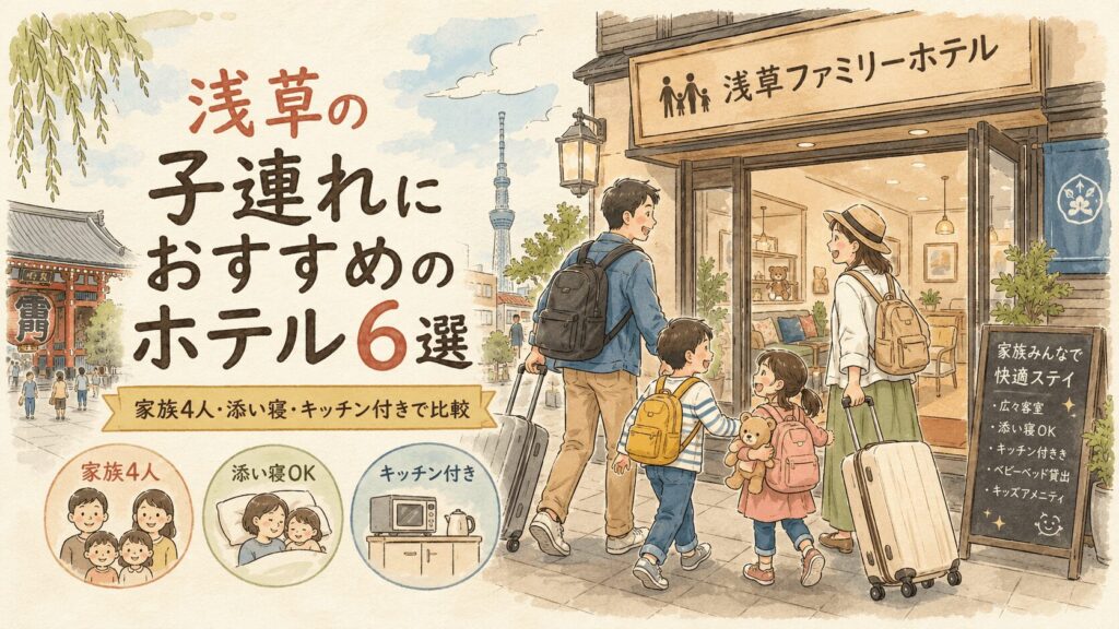 浅草の子連れにおすすめのホテル6選｜家族4人・添い寝・キッチン付きで比較