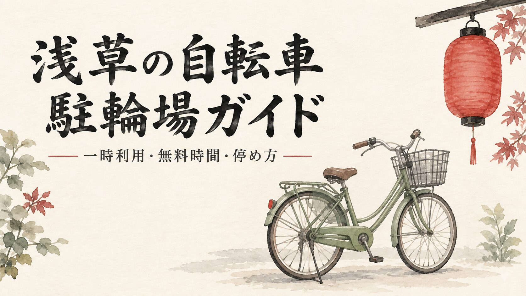 浅草の自転車駐輪場ガイド。一時利用・無料時間・停め方