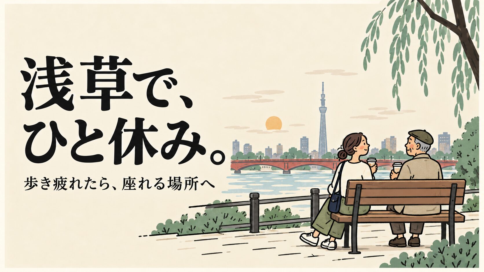 浅草で、ひと休み。歩き疲れたら、座れる場所へ