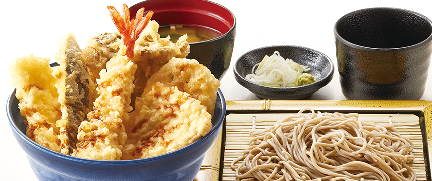天丼てんやの定番メニューの天丼とそば