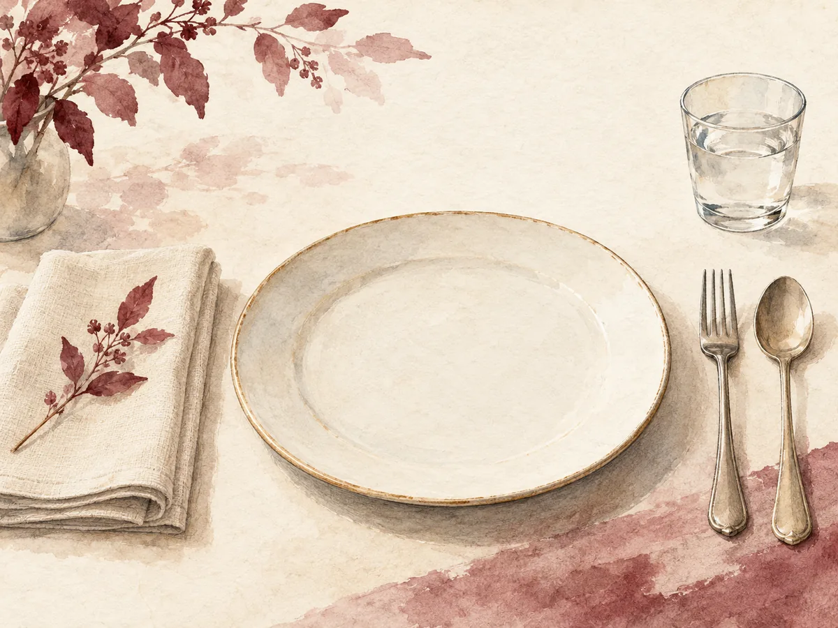 皿とフォーク、スプーンで洋食ランチを表すイメージイラスト
